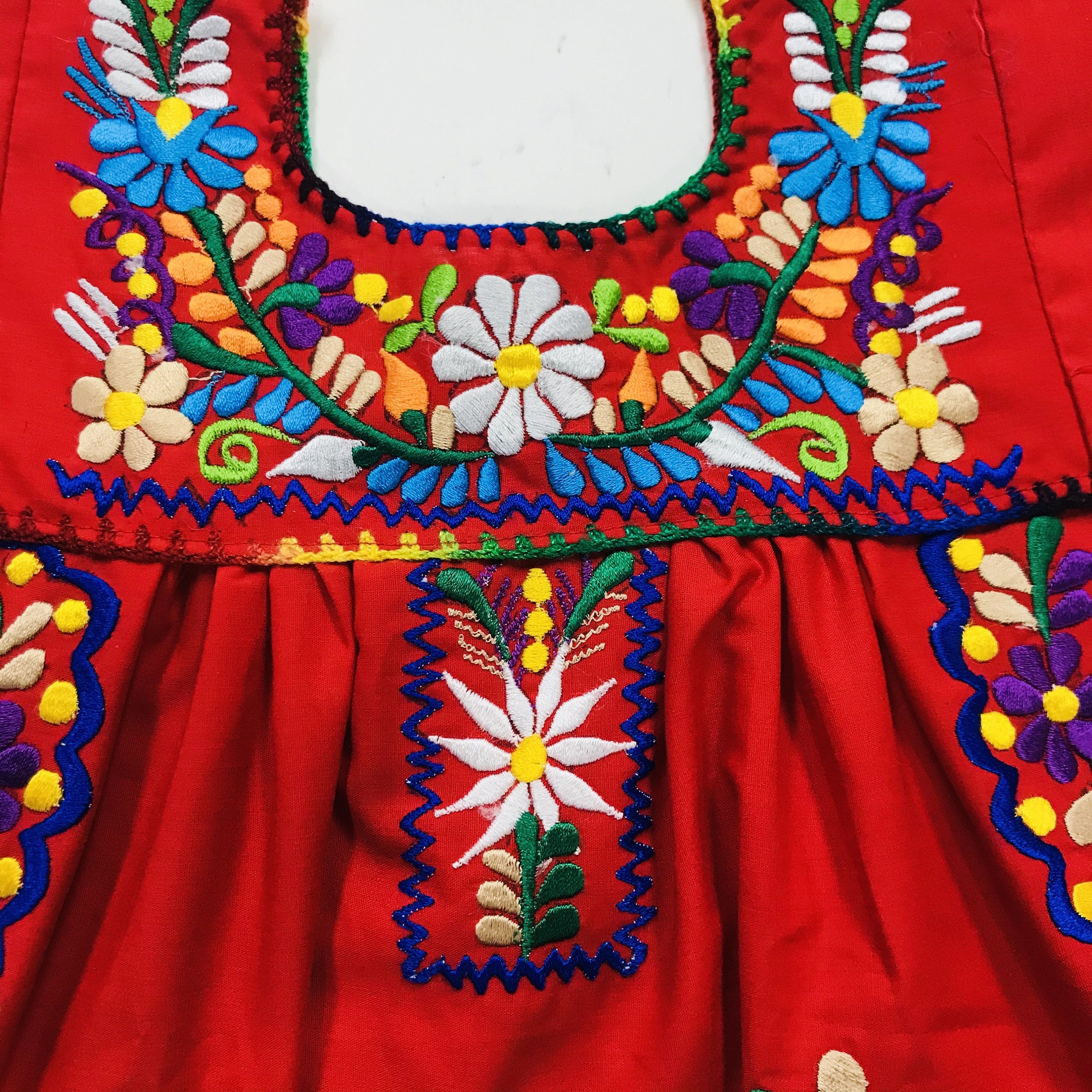 Embroider Children Tehuacan Dress - Mexican Dress -5 De Mayo