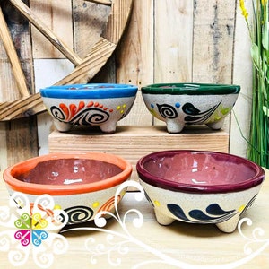 Set of 4 Multicolor Medium Molcajete Barro - Mexican Kitchen - Molcajete Barro Mexicano - Appetizers Bowl