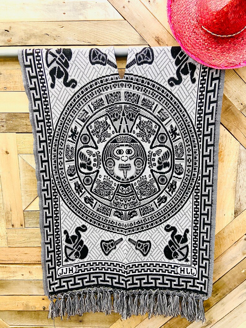 Aztec Calendar Men Poncho Men Gaban Mexican Gaban Etsy