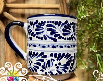 Blue Talavera Mug - Mexican Mug - Authentic Mexican Mug
