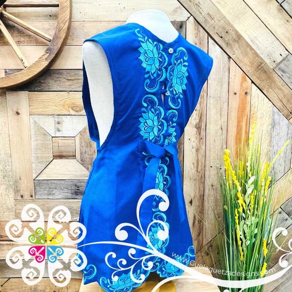 A.E.マルティ☆ファッションプレートUN ADMIRATEUR SINCÈRE Blue Big Flower Embroider Apron - Mandil Artesanal - Etsy