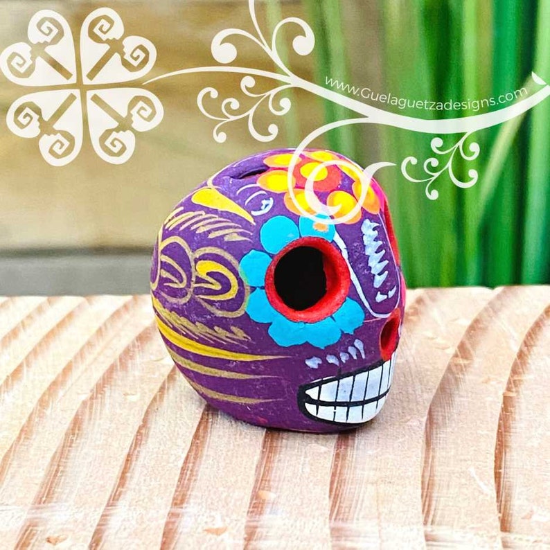 Mini Hand Painted Multicolor Sugar Skull  - Calaverita Guerrero