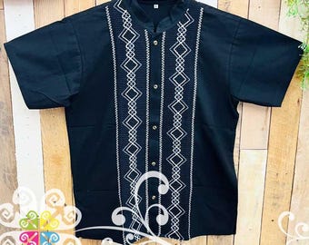 Black Lace Men Guayabera - Men Shirt