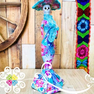 Medium Paper Mache Day of the Dead Decor - Catrina Statue - Mexican ...