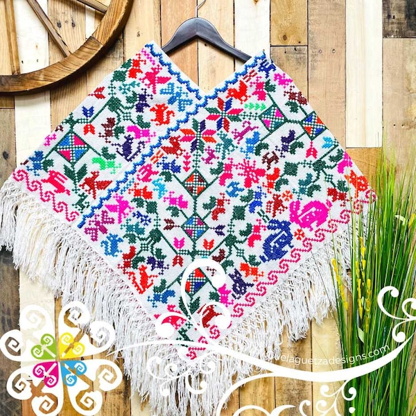 Arbol de La Vida Design Embroider Poncho - Mañanita - Mexican Poncho