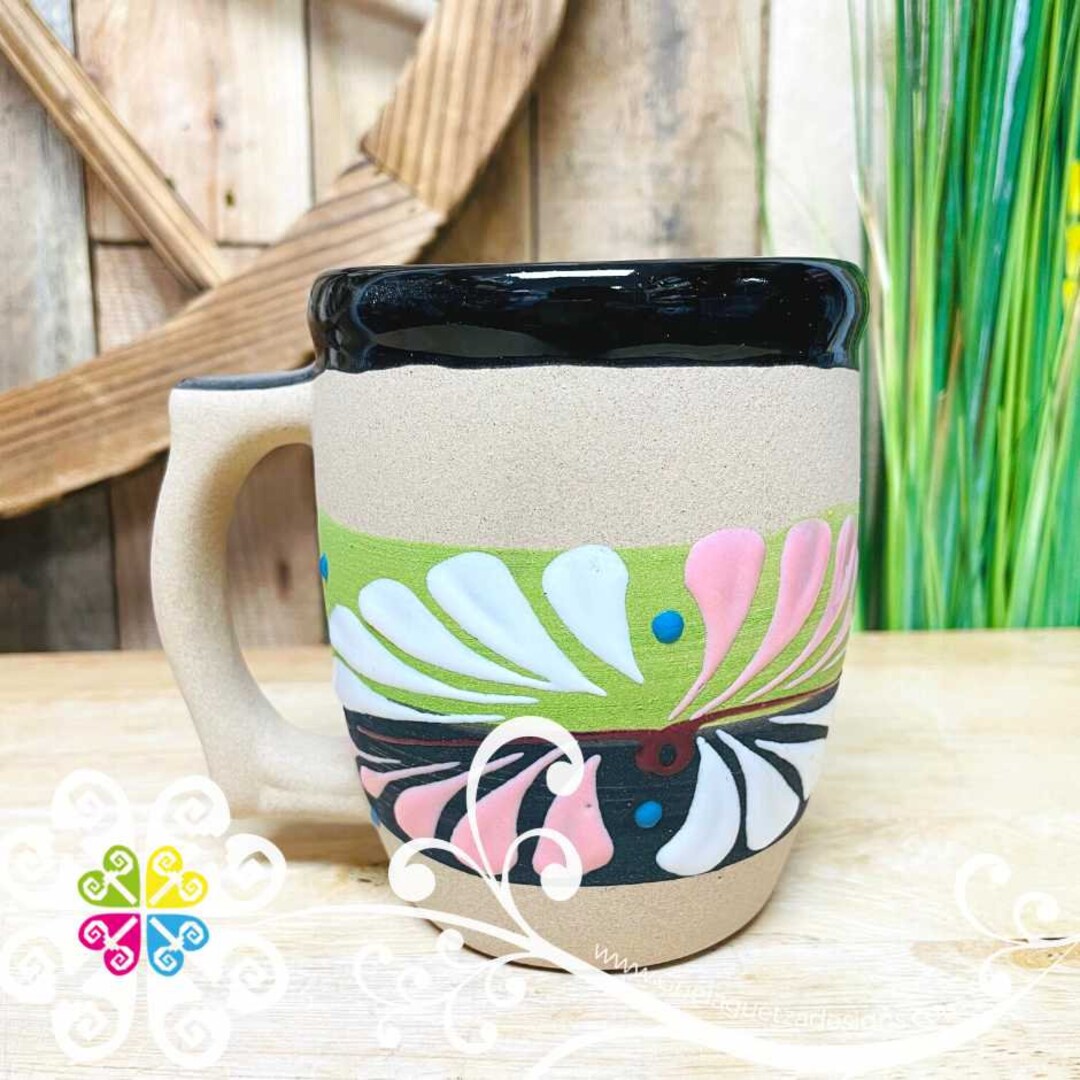 Set of 4 Small Fiesta Clay Mugs - Set Taza Barro