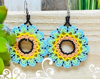 Beaded Xochitl Earrings - Authentic Huichol Jewelry -Mexican Beaded Earring