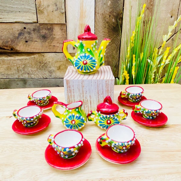 Miniature Tea Set - Unique Gift - Mexican Clay Play Set