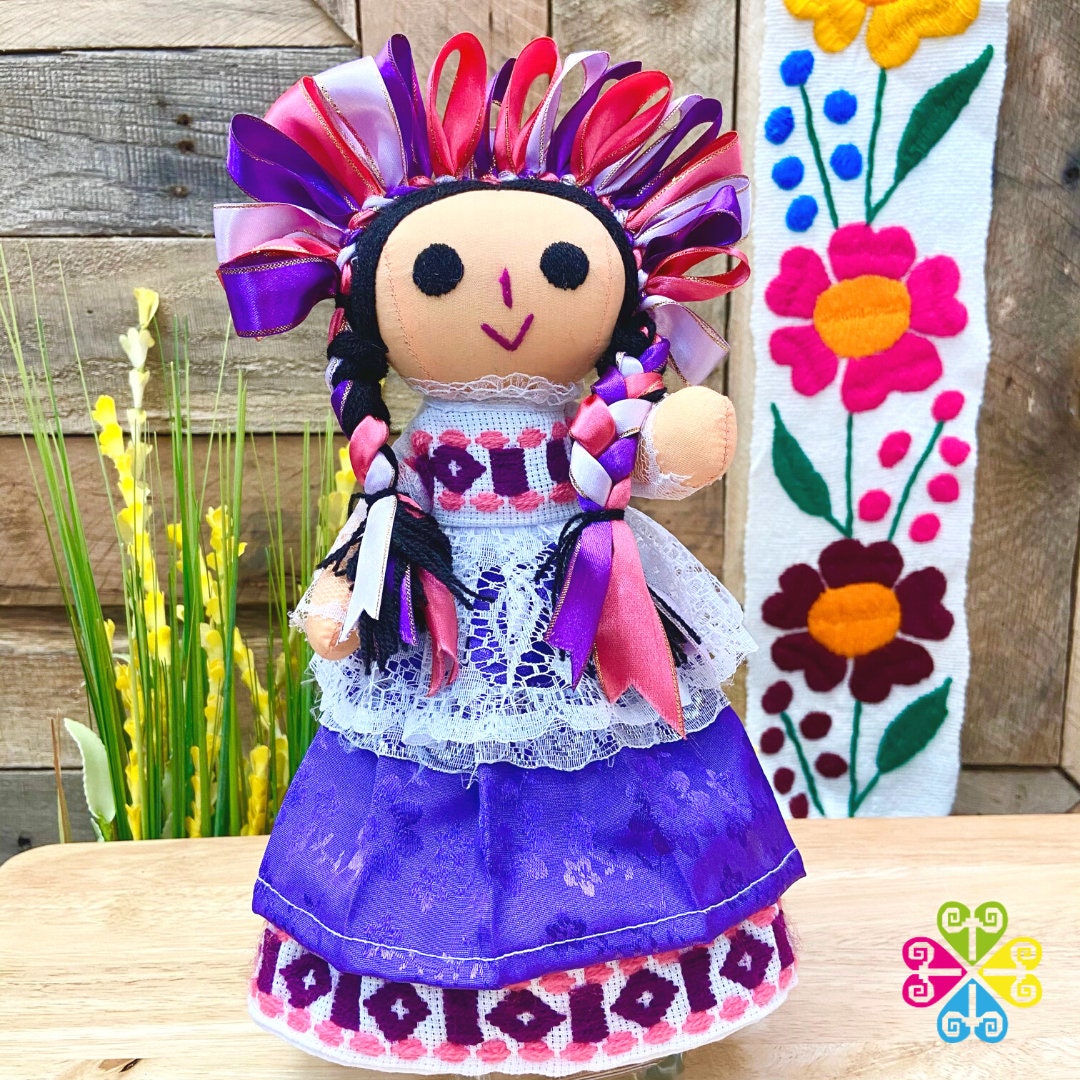 Purple Maria Mexican Otomi Doll Beautiful Handmade Mexican hq photo