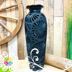 Tall Jumbo Clay Vase - Barro Negro Oaxaca - Authentic Mexican Home Decor