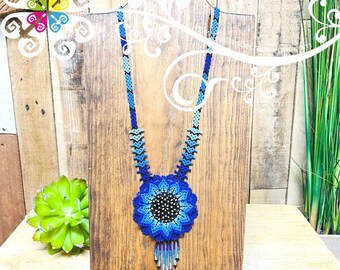 Sunflower Beaded Necklace - Mexican Beaded Jewelry - Collar