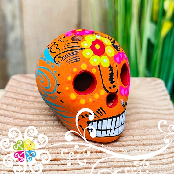 Small Solid Color Hand Painted Sugar Skull - Calaverita Guerrero