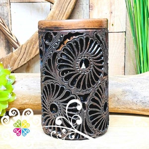 Medium Cylinder Clay Vase - Barro Café Oaxaca - Authentic Mexican Clay - Home Decor