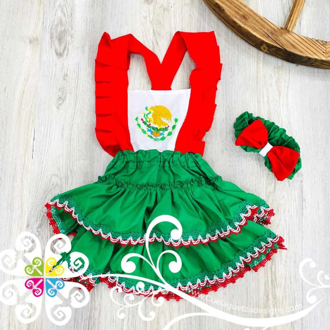 Tricolor Mexican Girl Set- Children Set Traje Mexicano Vestido Mexicano  Nina México