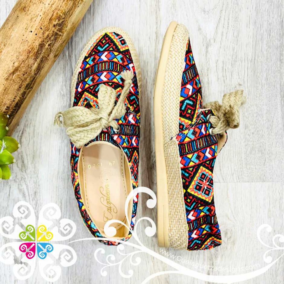 Burlap Artisan Sneakers Women Shoes Mexican Flat Shoes