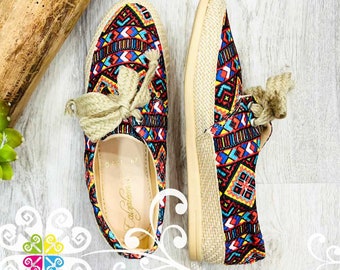 Burlap Artisan Sneakers - Women Shoes - Mexican Flat Shoes