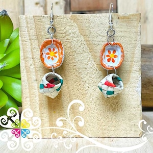 Plate with Tenate - Cocinita Clay Earrings - Mexican Authentic Earrings