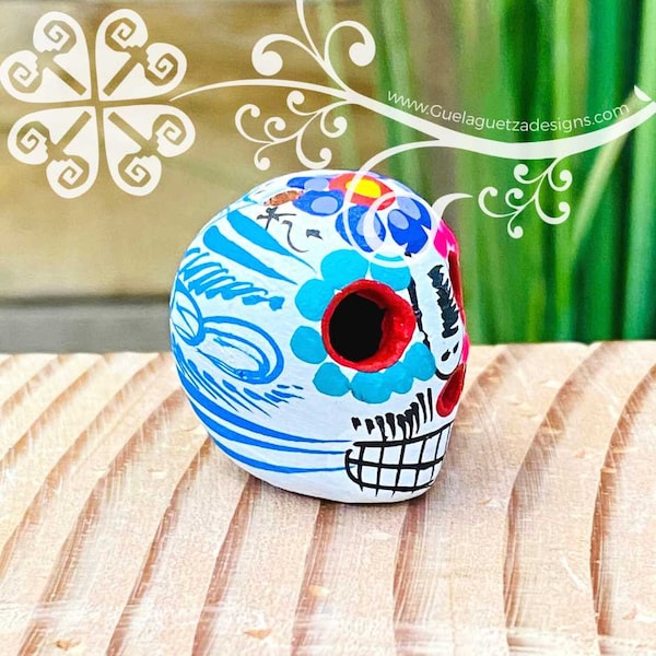 Extra Mini Mexican Sugar Skull - Dia de los Muertos Skull - Day of the Dead Guerrero Skull - Calaverita