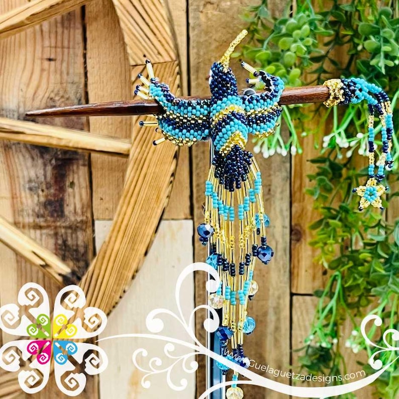 Hummingbird Beaded Hair Brooch