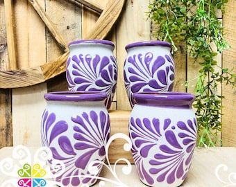 Set of Lilac Espiga Plumeado Cantarito Cup - Set Clay Cantarito