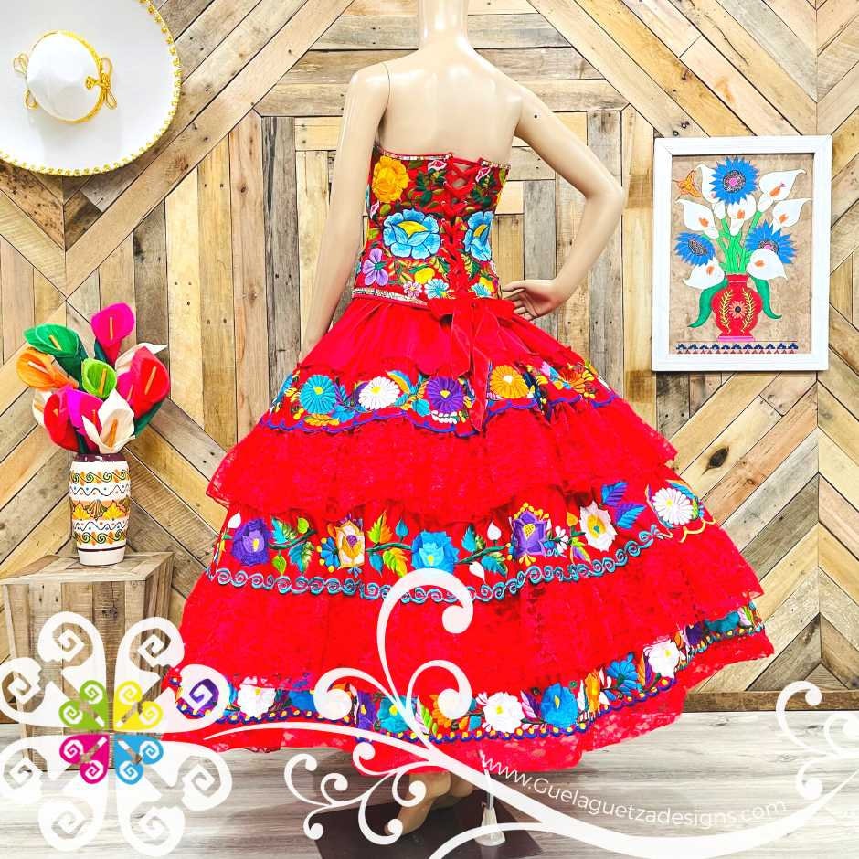 elegant mexican style dresses Elegante Embroidered Mexican Dress Plus Size (XL) / Black main image 0