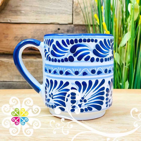 Blue Talavera Mug - Mexican Mug - Authentic Mexican Mug