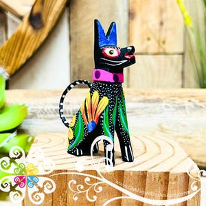 Mini Rottweiler Dog Alebrije - Handmade Wood Figure - Stocking Gift - Unique Gift - Mexican Alebrije