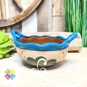 Medium Round Mexican Cazuelita - Salsa Bowl - Guacamole Bowl - Mexican Clay
