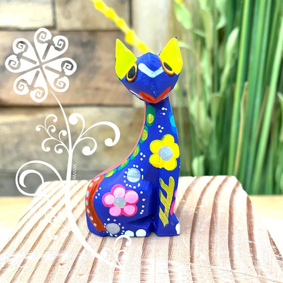 Mini Egyptian Cat Alebrije - Handmade Wood Figure - Stocking Gift