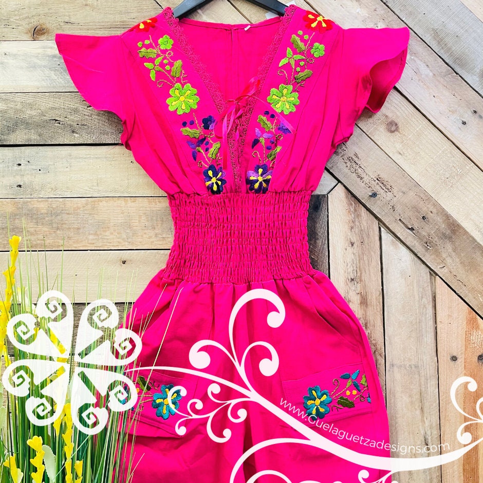 Mariposa Embroider Palazzo - Jumpsuit Dress - Mexican Jumper Dress