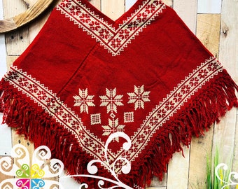 Colors Orillado Design Embroider Poncho - Mañanita - Mexican Poncho