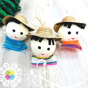 Set of 6 Mexican Muñeco - Mexican Ornaments - Mexican Christmas - Navidad