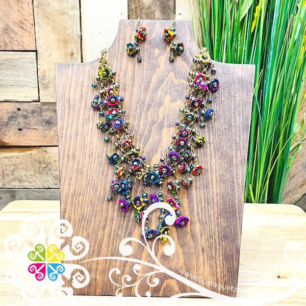 Authentic Jewelry Set  - Palm & Tornasol beads - Elegant Mexican Set
