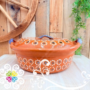 Large Puntos Capula Cazuela Barro con Tapa