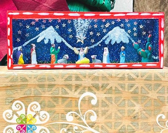 Mini Nativity Set Red Box- Nacimiento Navideno - Nacimiento Navideno Mexicano