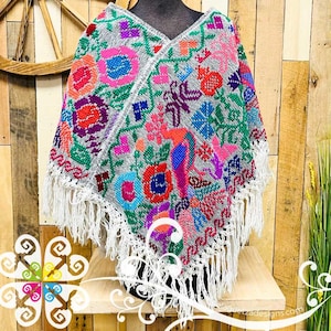 Colors Peacock Design Embroider Poncho - Mañanita - Mexican Poncho