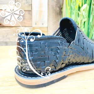 Black Tejido Leather Mexican Shoes Authentic Huaraches - Etsy