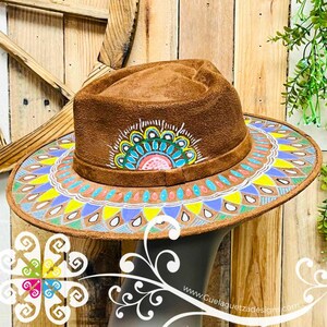 Tan Heart Mitla Velvet Hat - Hand Painted Hat main image 1