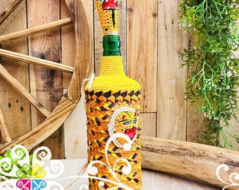 Jaguar Palma Glass Bottle Container - Mexican Home and Kitchen