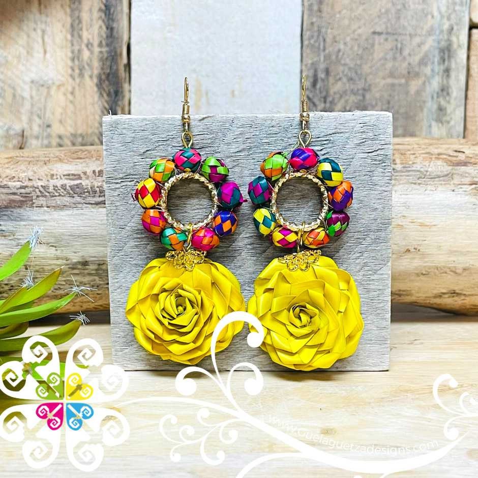 Medallion Rose Corn Husk Earrings Unique Handmade Earrings Etsy
