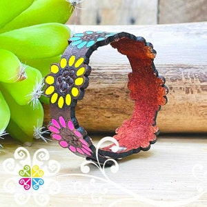 Large Sunflower Leather Bracelet - Kids Bracelet - Mexican Bracelet - Unique Gift