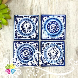 Blue Talavera Set of 4 Coaster - Mexican Coasters