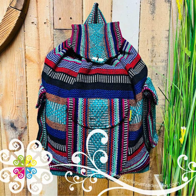 Large Boho Backpack with 3 Pockets - - Mochila Escolar