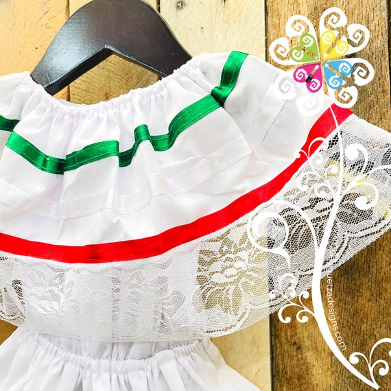 Campesino mexican tricolor dress for 2 years old baby girl