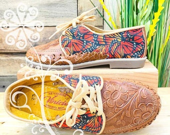 Monarca Butterflies - Loafers Artisan Leather Women Shoes