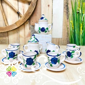 Flowers Miniature Tea Set - Girl Pretending Play Set - Juego de Te Ninas