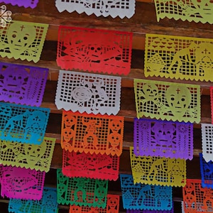 Banners de plástico médios picados - Banner do Dia dos Mortos - Decoração do Dia dos Mortos - Dia de Muertos