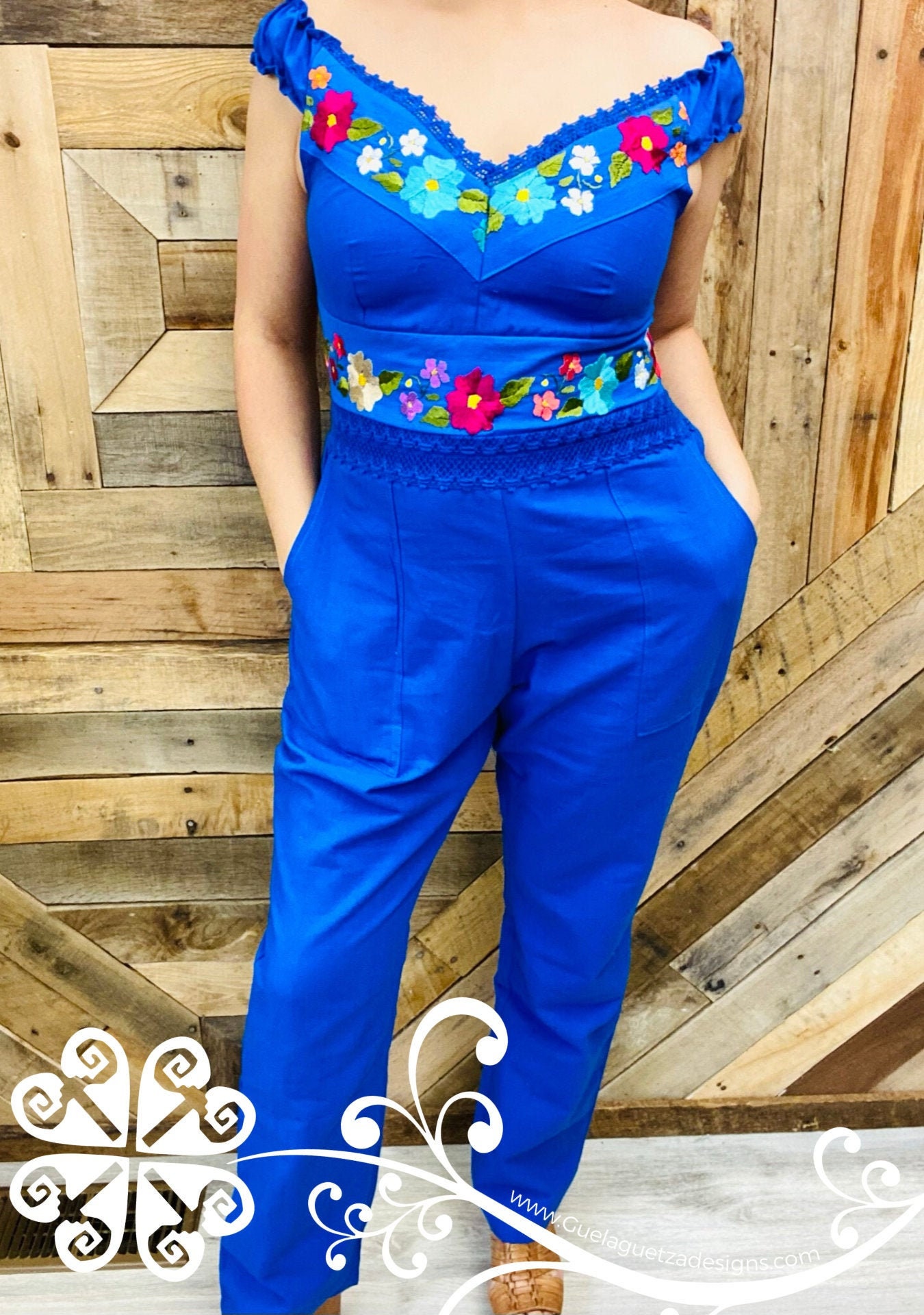 Adri Embroider Palazzo - Jumpsuit Dress - Mexican Jumper Dress
