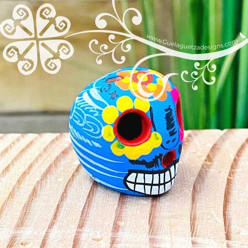 Mini Hand Painted Multicolor Sugar Skull  - Calaverita Guerrero