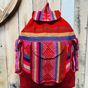 Large Boho Backpack with 3 Pockets - - Mochila Escolar